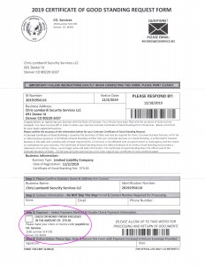 Scammer - Colorado SOS Certificate of Good Standing encl 2019-12-07